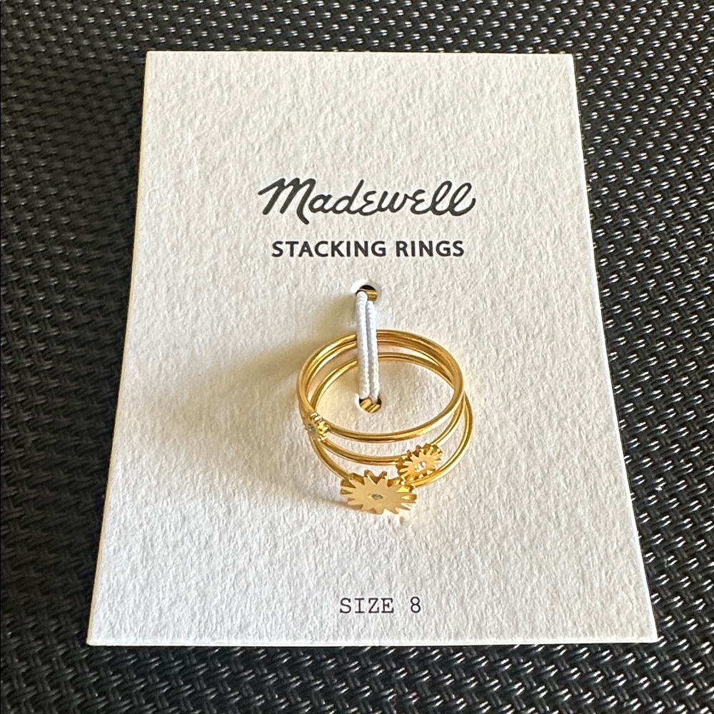 Madewell- Gold Sunburst Ring Set Size: 7 & 8 available